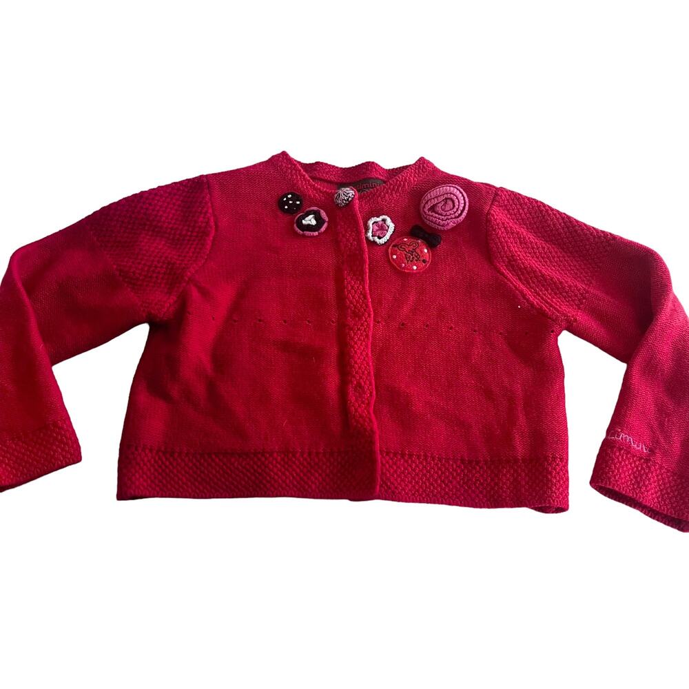Catimini girls red cardigan sweater with appliques size 2